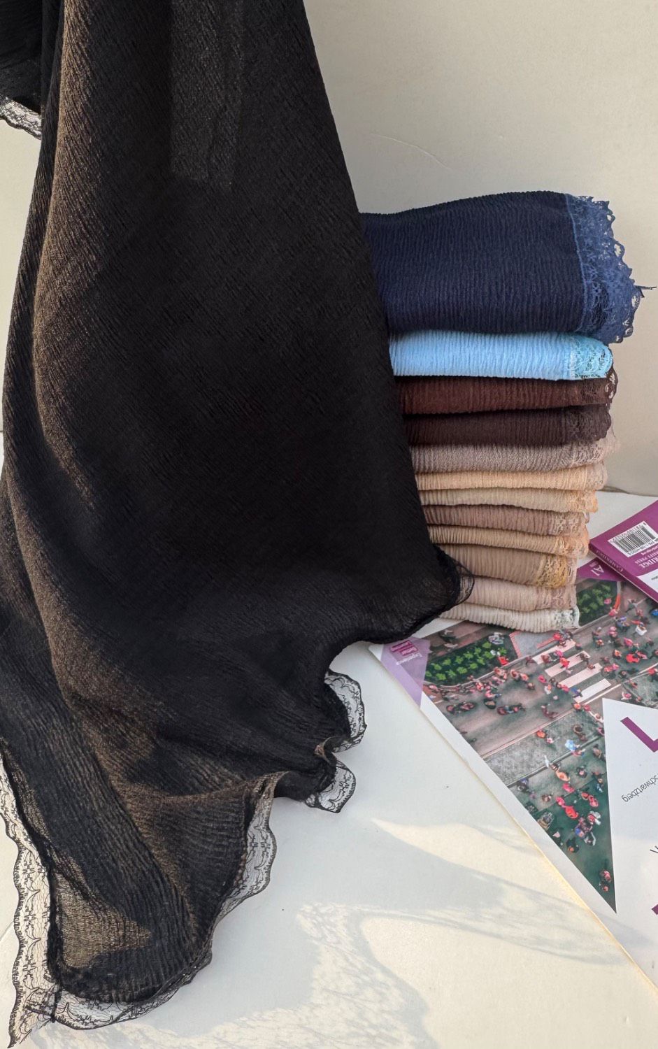 شال پلیسه دور دانتل وارداتی